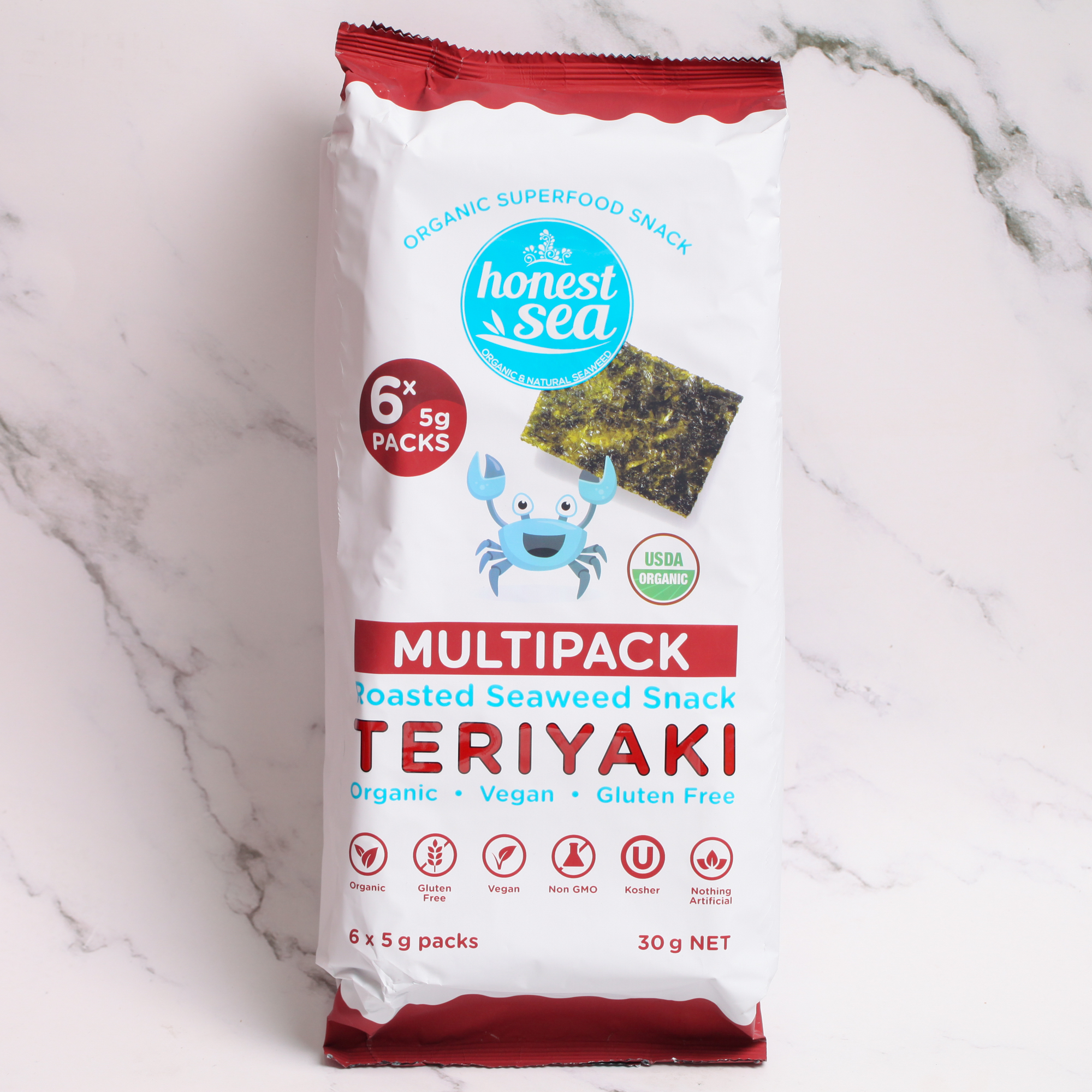 Teriyaki Organic Seaweed Snack, Multipack 6x5g - Honest Sea